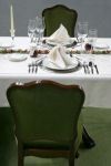 Green and white table decorations
